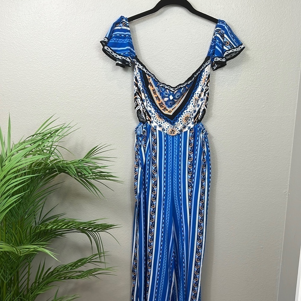 NWT Flying Tomato Jumpsuit Cutout Blue Small